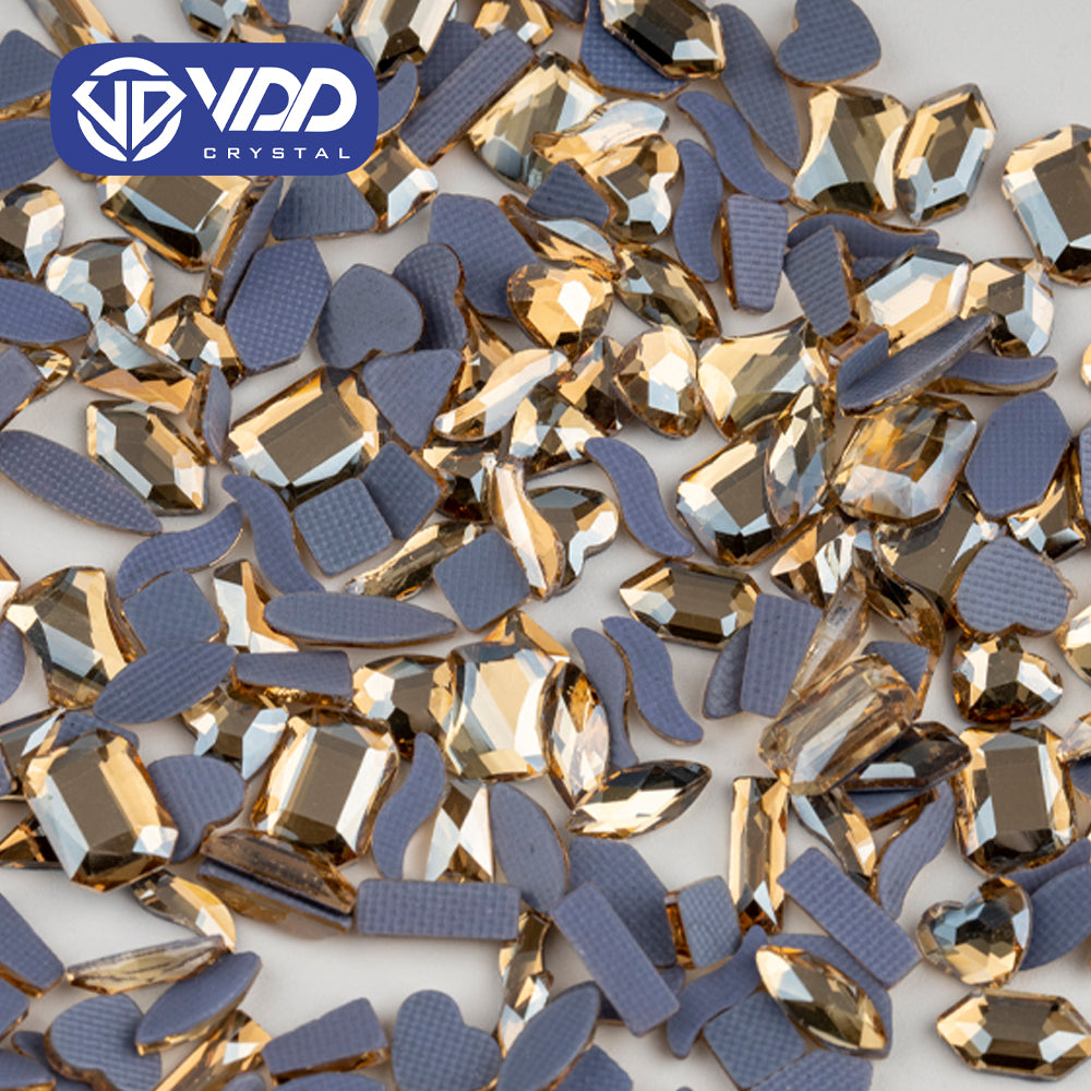 VDD Champagne AAAAA Top Quality 100/500Pcs Mix Shape Glass Hotfix Crystal Rhinestones Flatback Stones DIY Crafts Dress Clothes Decorations