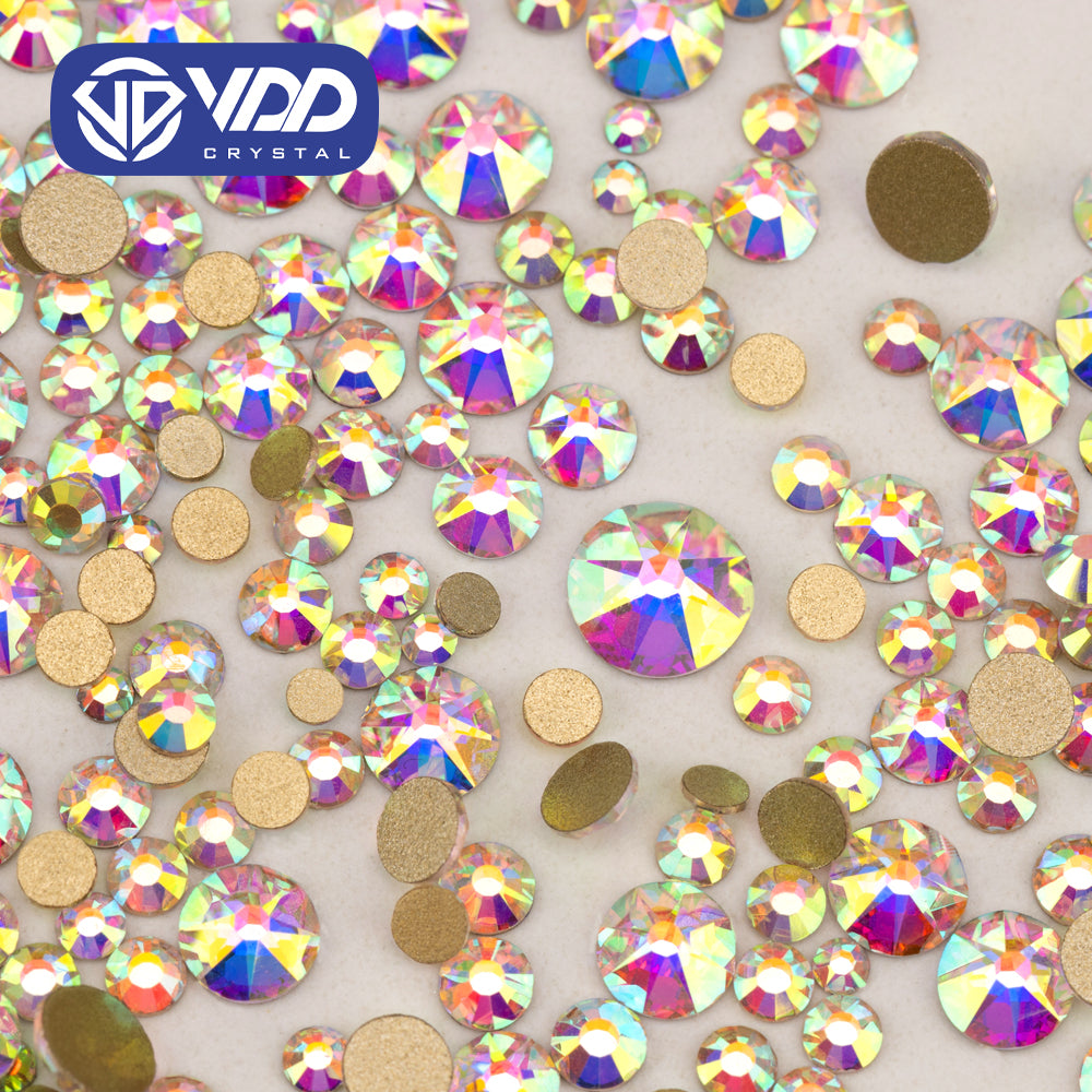VDD 055 Crystal AB Wholesale Mix Size SS6-SS30 High Quality Glass 2088 Rhinestones Crystal Gold Flatback Strass Stones Nail Art DIY Decorations