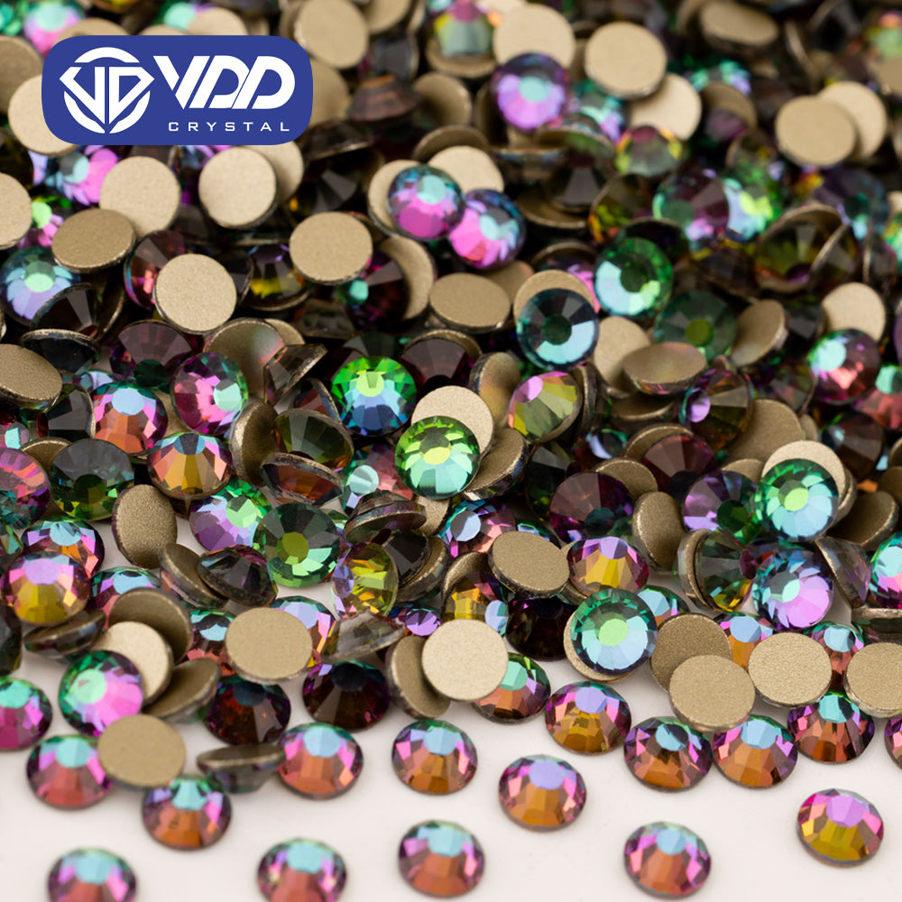 VDD 064 Green Flare High Quality Glass Rhinestones Crystal Gold Flatback Strass Stones For Nail Art Crafts DIY Decorations