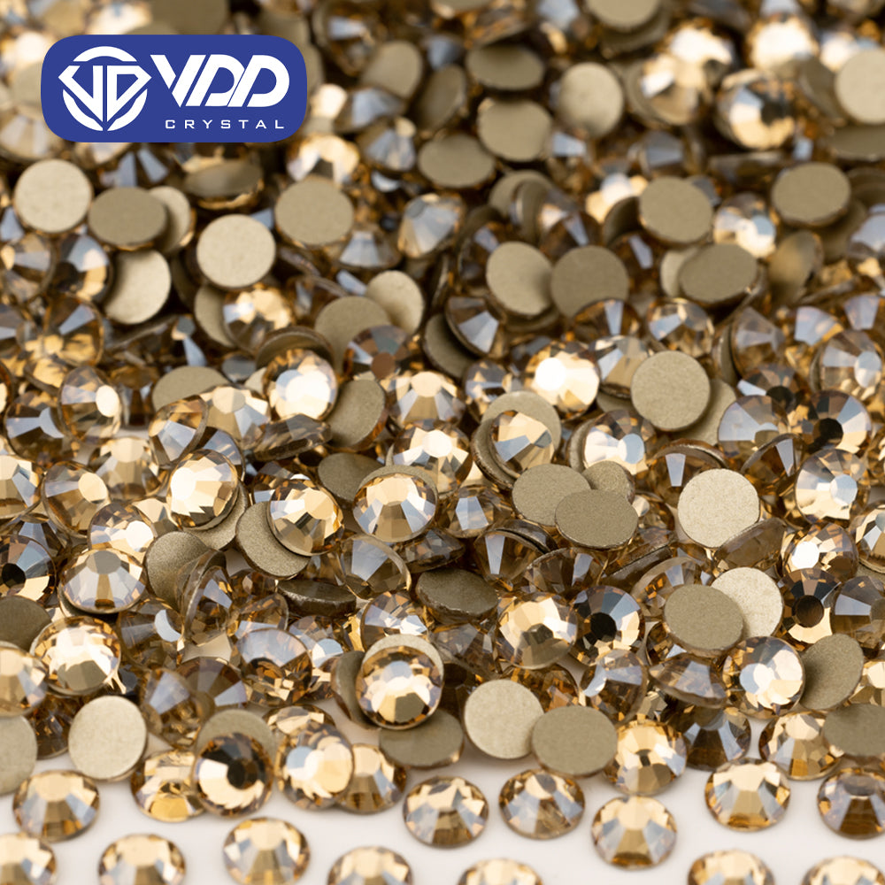 VDD 058 Golden Shadow High Quality Glass Rhinestones Crystal Gold Flatback Strass Stones For Nail Art Crafts DIY Decorations