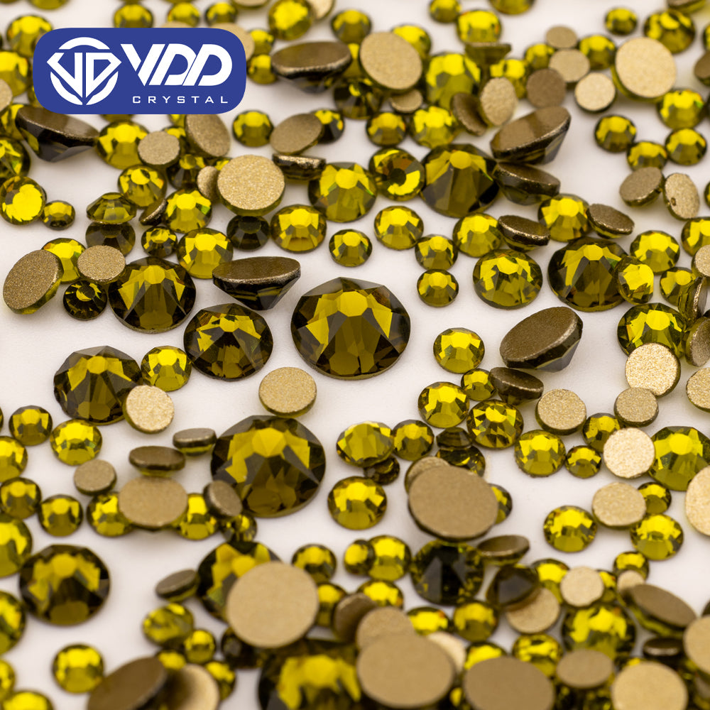 VDD 021 Olivine Wholesale Mix Size SS6-SS30 High Quality Glass 2088 Rhinestones Crystal Gold Flatback Strass Stones Nail Art DIY Decorations