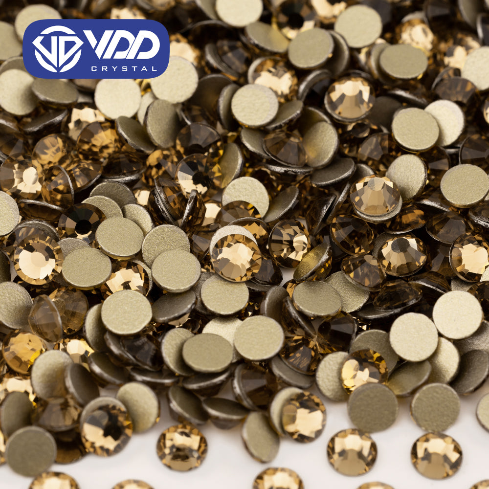 VDD 007 Lt.Co. Topaz High Quality Glass Rhinestones Crystal Gold Flatback Strass Stones For Nail Art Crafts DIY Decorations