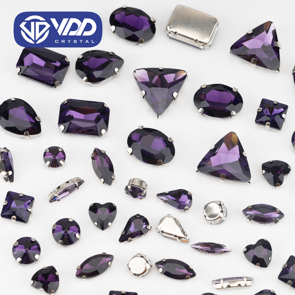 VDD Amethyst Multi Shape Mix Size Glass Sew on Rhinestones Crystal Flatback Stones For DIY Shoes Accessories