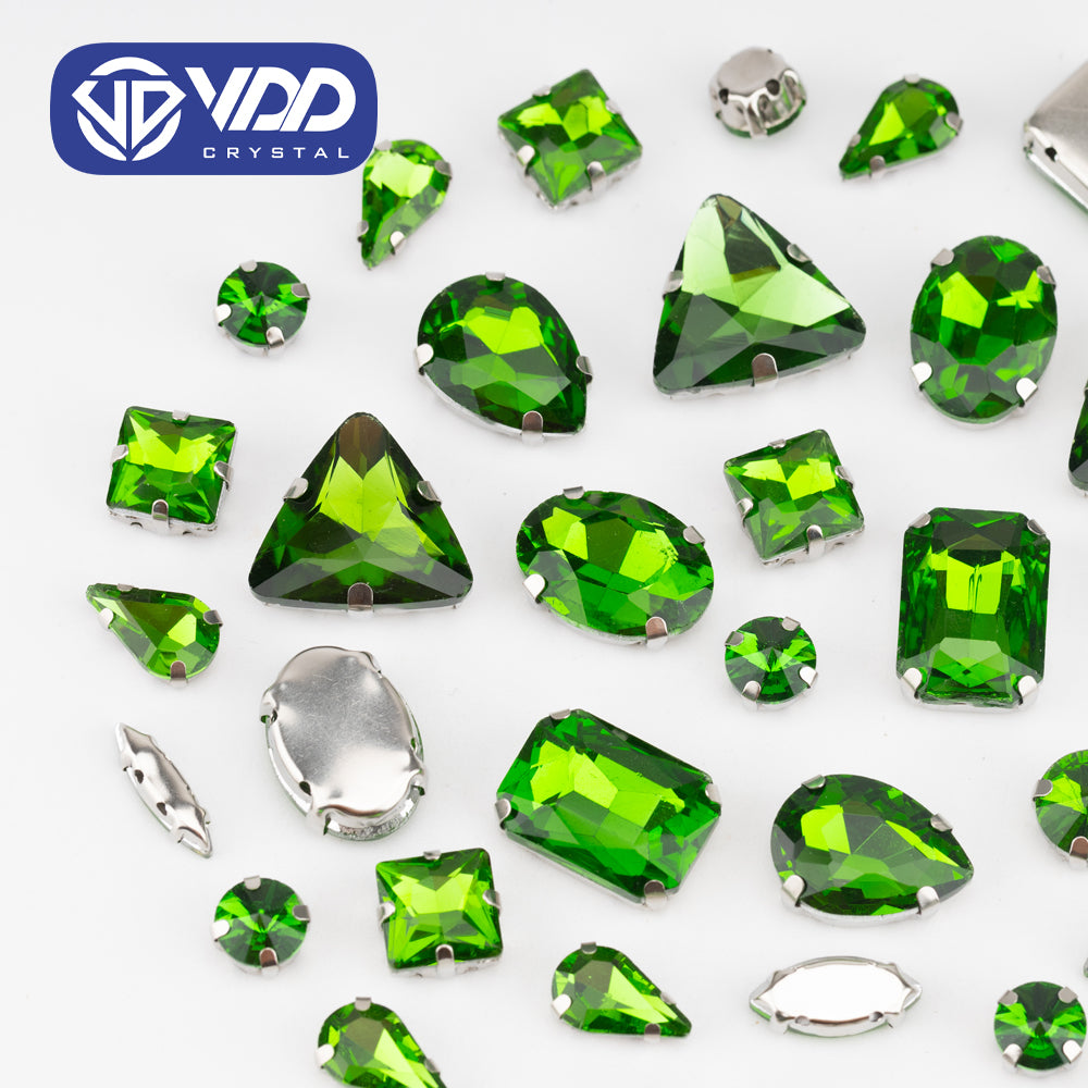 VDD Green Multi Shape Mix Size Glass Sew on Rhinestones Crystal Flatback Stones For DIY Shoes Accessories