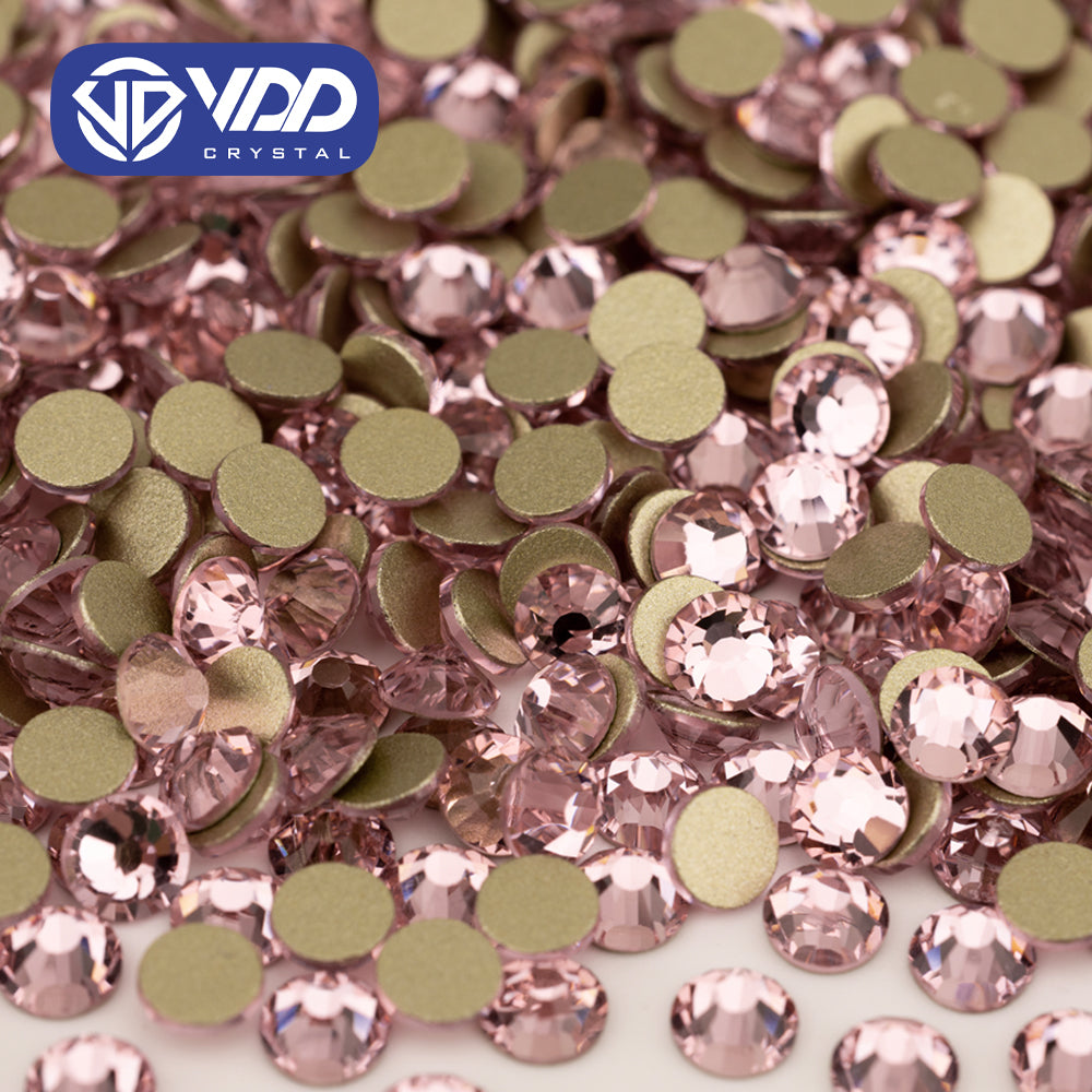 VDD 040 Light Rose High Quality Glass Rhinestones Crystal Gold Flatback Strass Stones For Nail Art Crafts DIY Decorations