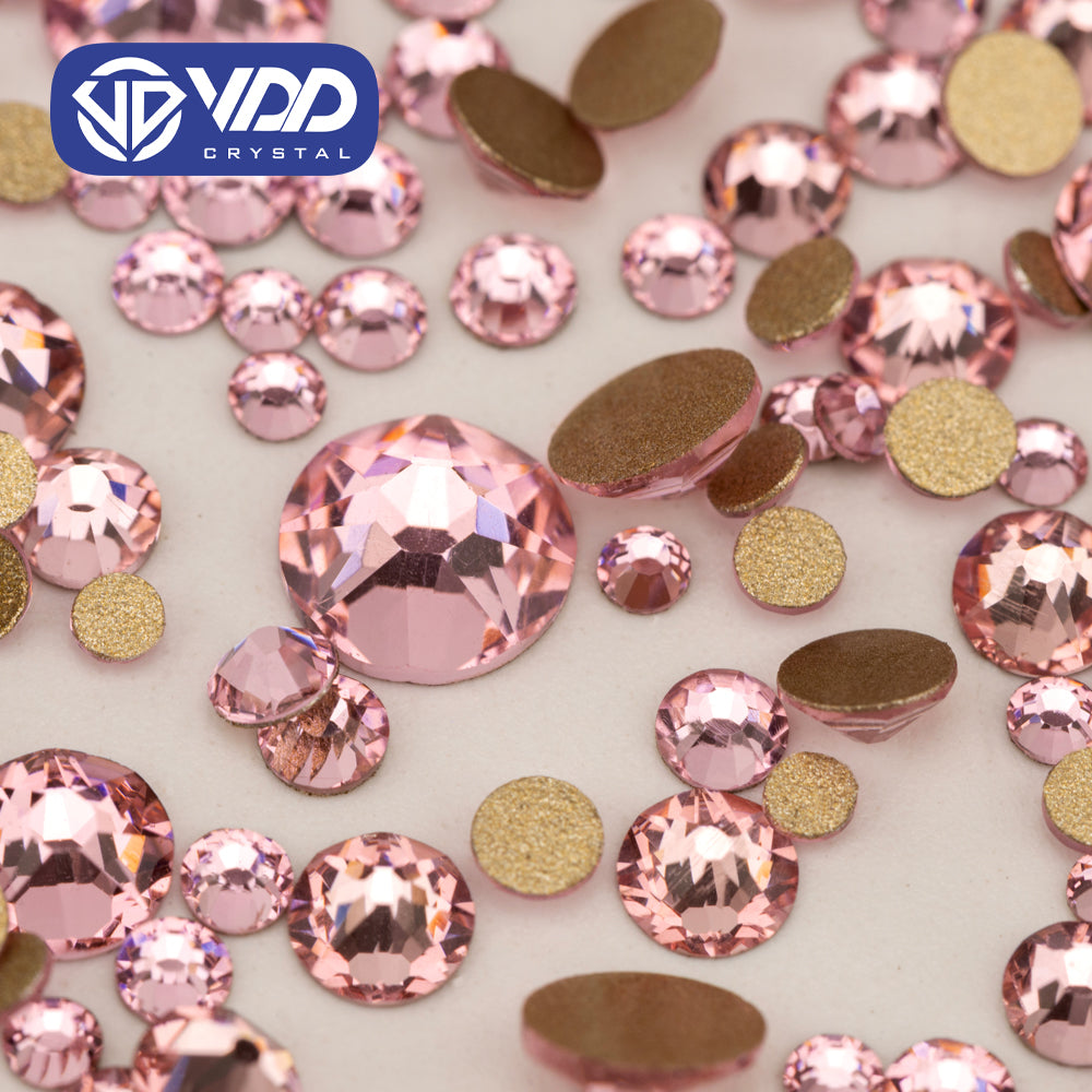 VDD 040 Light Rose Wholesale Mix Size SS6-SS30 High Quality Glass 2088 Rhinestones Crystal Gold Flatback Strass Stones Nail Art DIY Decorations