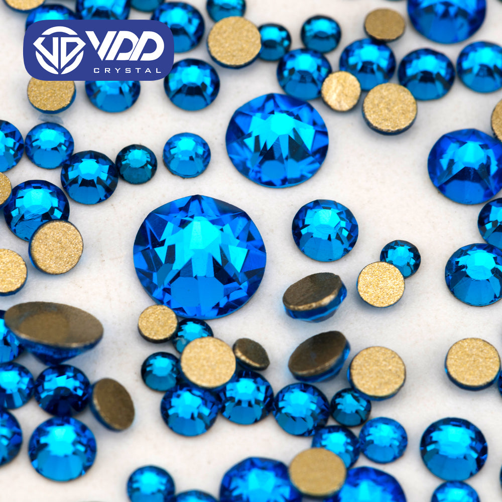 VDD 029 Capri Blue Mix Size SS6-SS30 2088+1012 Non-hotfix Rhinestones High Quality AAAAA Glass Crystal Flatback Strass Stones BBmix-B220