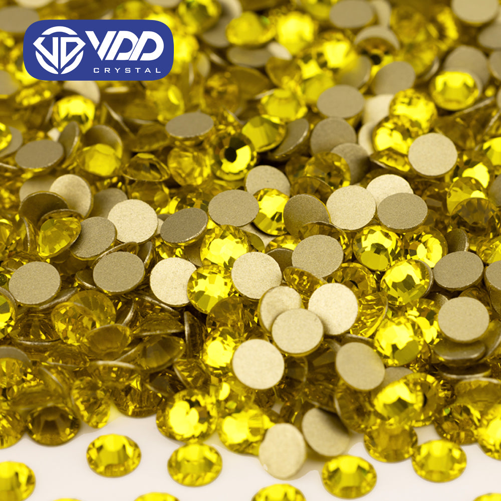 VDD 005 Citrine SS4-SS20 High Quality Glass Rhinestones Crystal Gold Flatback Strass Stones For Nail Art Crafts DIY Decorations