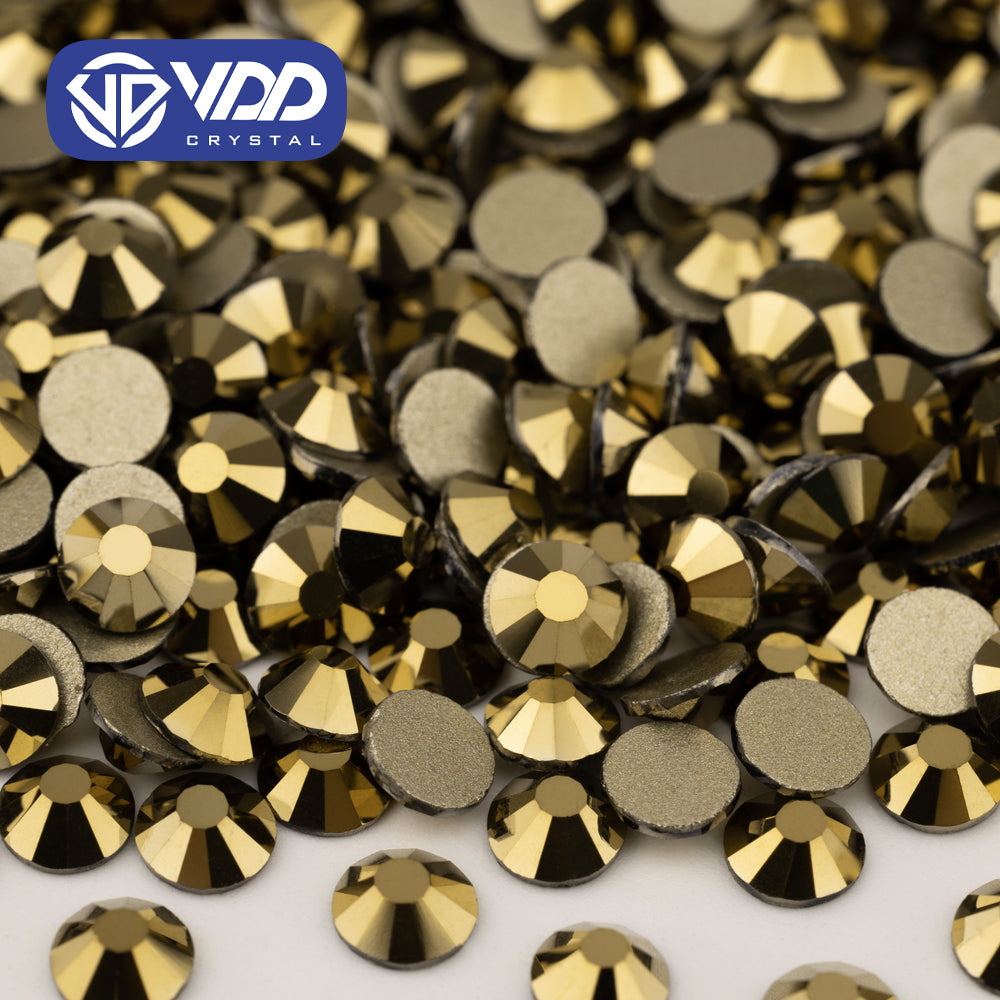 VDD 067 Aurum High Quality Glass Rhinestones Crystal Gold Flatback Strass Stones For Nail Art Crafts DIY Decorations