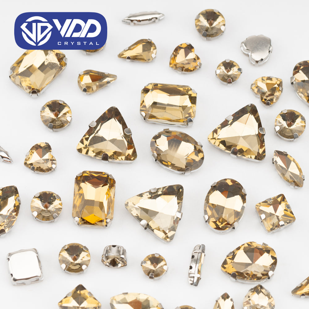 VDD Light Coffee Multi Shape Mix Size Glass Sew on Rhinestones Crystal Flatback Stones For DIY Shoes Accessories