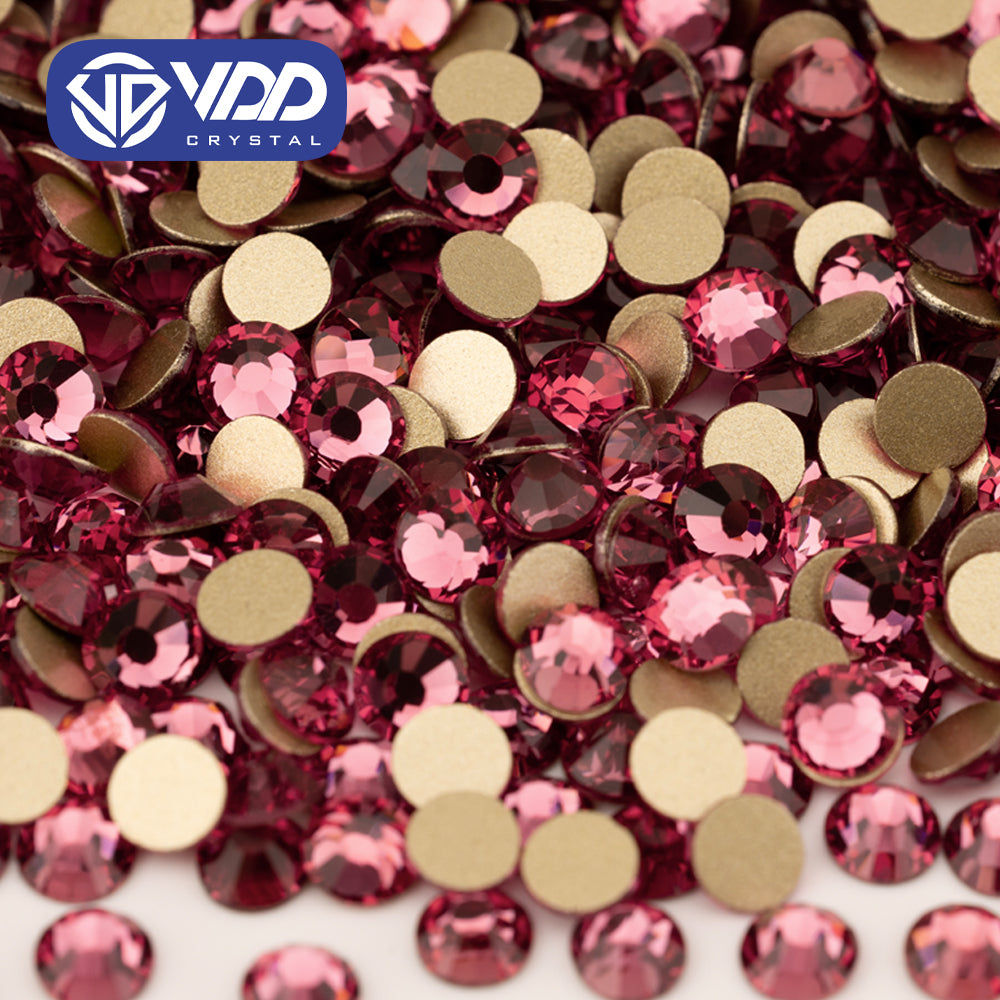 VDD 041 Rose High Quality Glass Rhinestones Crystal Gold Flatback Strass Stones For Nail Art Crafts DIY Decorations
