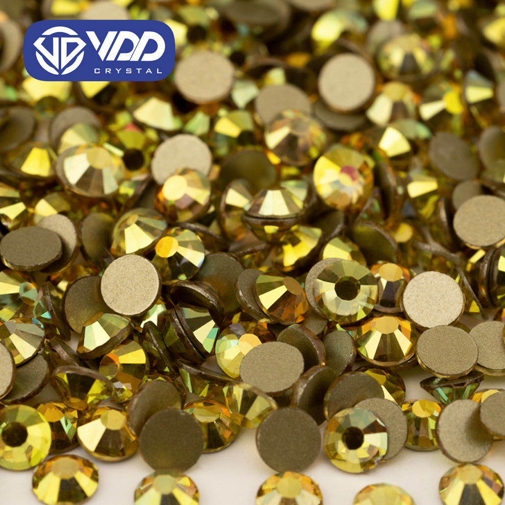 VDD 125 Sun Shine High Quality Glass Rhinestones Crystal Gold Flatback Strass Stones For Nail Art Crafts DIY Decorations