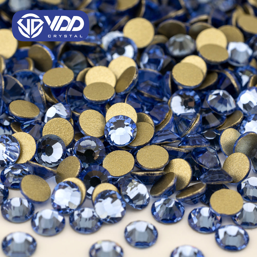 VDD 028 Lt.Sapphire High Quality Glass Rhinestones Crystal Gold Flatback Strass Stones For Nail Art Crafts DIY Decorations