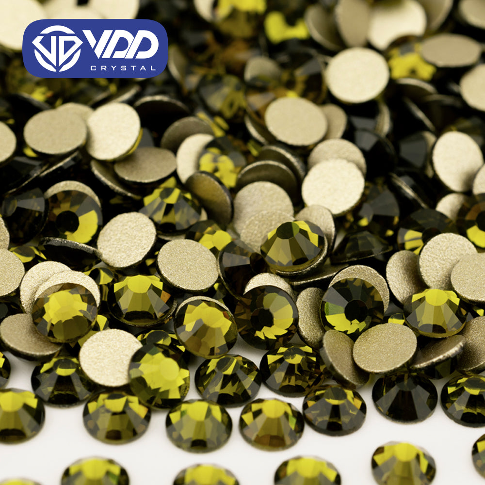 VDD 021 Olivine High Quality Glass Rhinestones Crystal Gold Flatback Strass Stones For Nail Art Crafts DIY Decorations