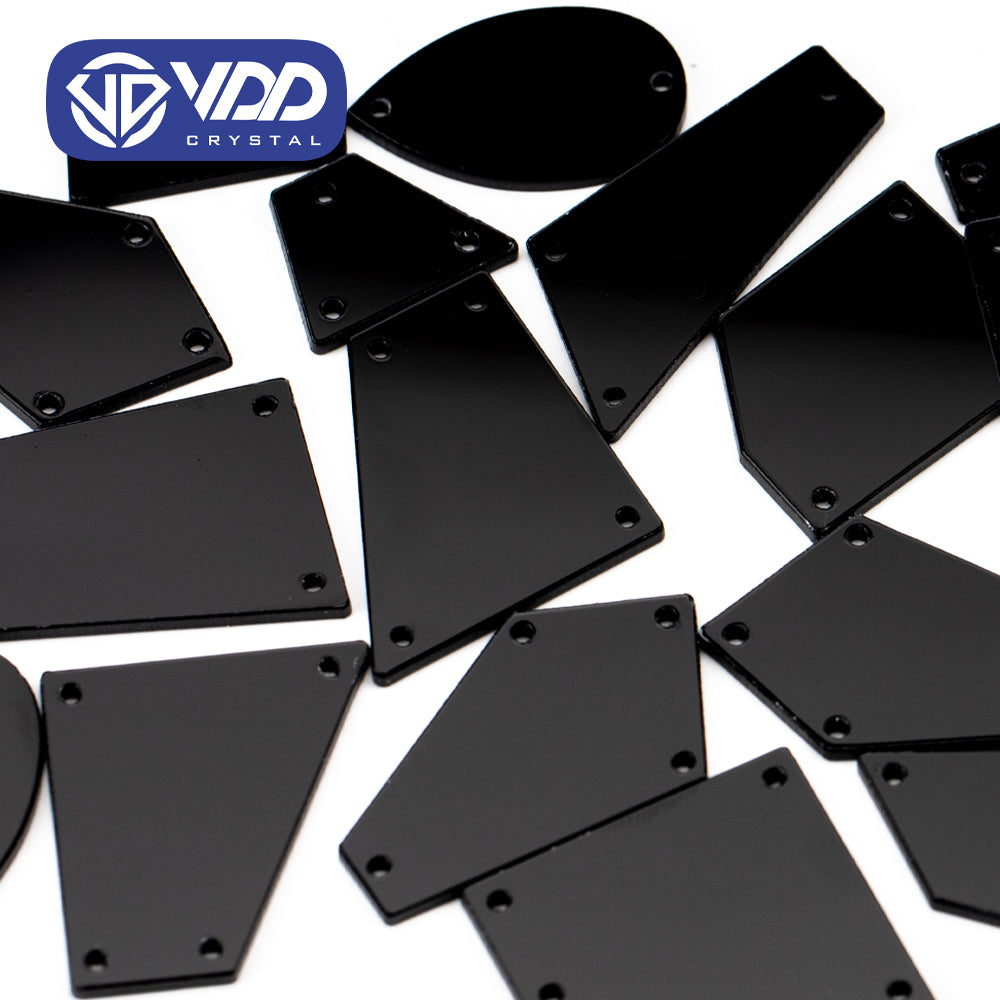 VDD 30/60/200Pcs MixSize Black Acrylic Mirror Sewing Rhinestones SewOn DIY Crafts FlatBack Sewing Stones For Garment Decorations