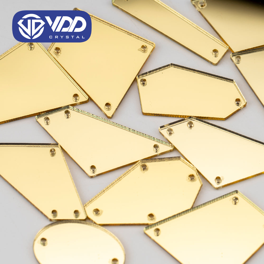 VDD 30/60/200Pcs Mix Size LightYellow Acrylic Mirror Sewing Rhinestones SewOn DIY Crafts FlatBack Stones For Garment Decorations