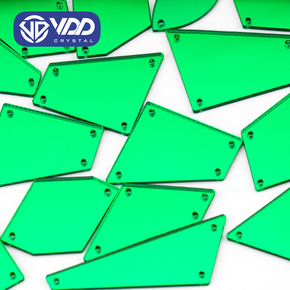 VDD 30/60/200Pcs Mix Size Green Acrylic Mirror Sewing Rhinestones Sew On DIY Crafts Flat Back Stones For Garment Decorations