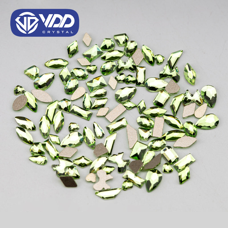 VDD Light Green Mix Shape Non-hotfix Rhinestones Glass Crystal Flatback Strass Stones Shape