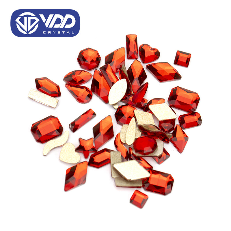 VDD Siam Mix Shape Non-hotfix Rhinestones Glass Crystal Flatback Strass Stones Shape