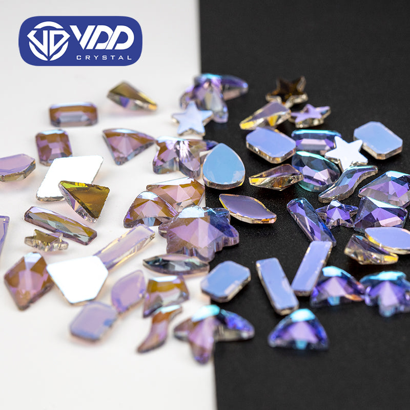 VDD Transparent Violet Mix Shape Non-hotfix Rhinestones Glass Crystal Flatback Strass Stones Shape