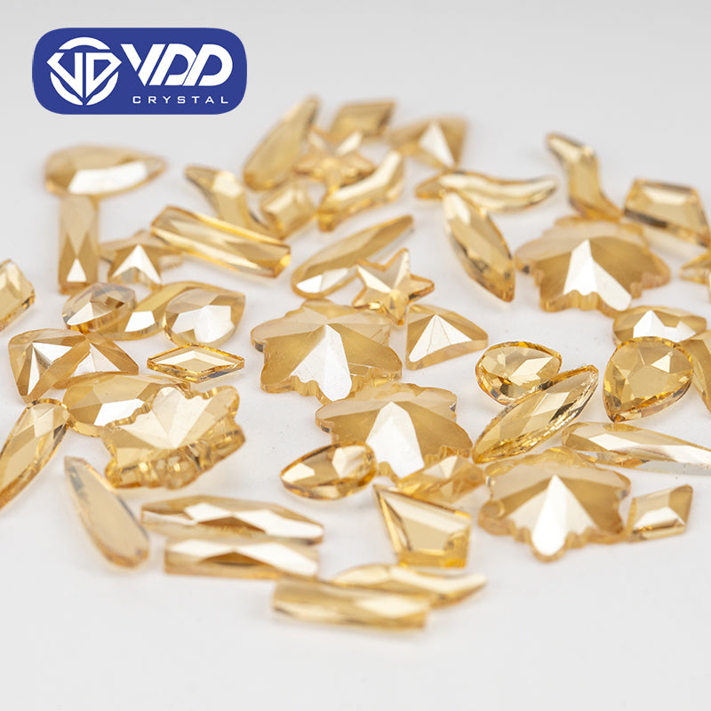 VDD Transparent Peach Mix Shape Non-hotfix Rhinestones Glass Crystal Flatback Strass Stones Shape