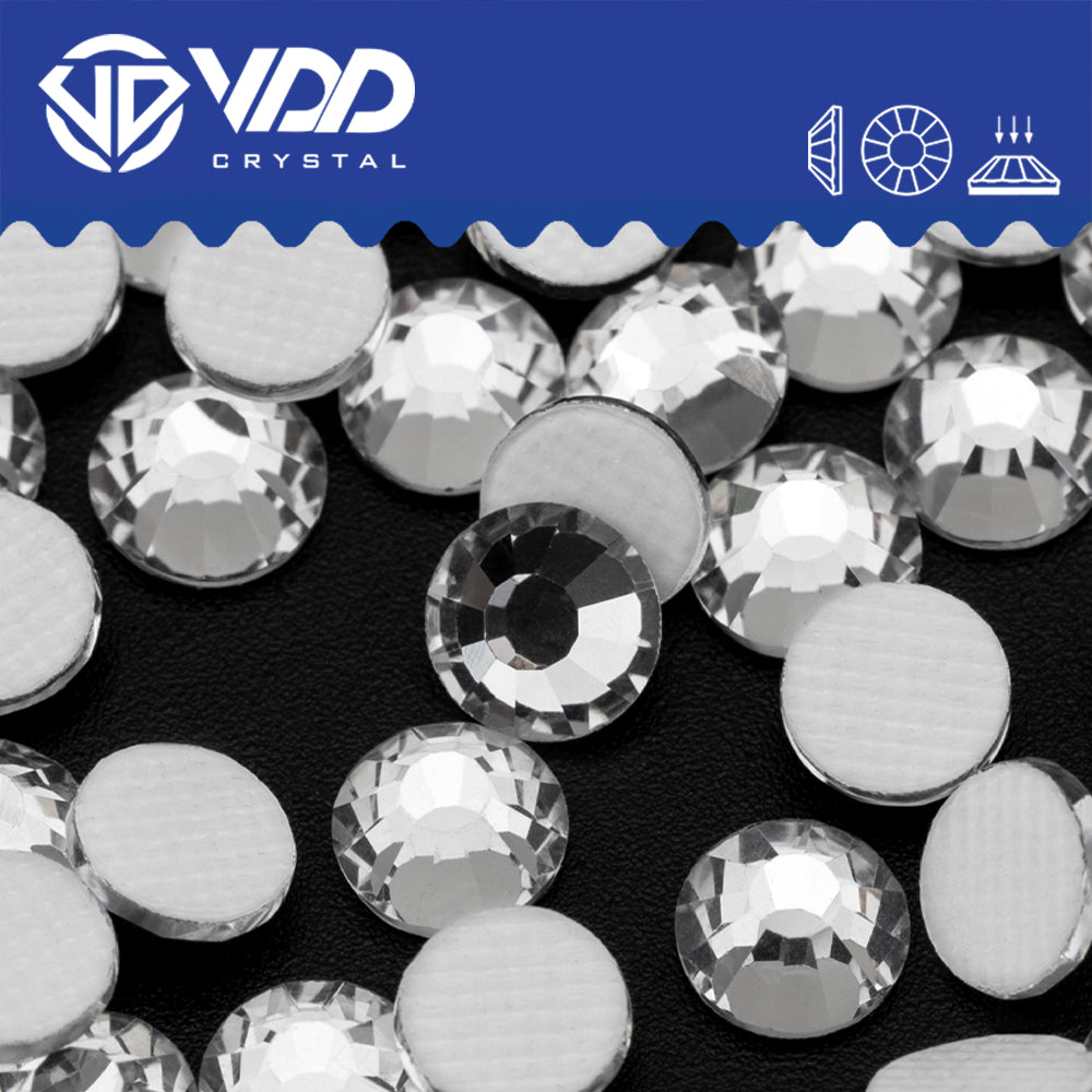 VDD 001 Crystal White Background Hot-Fix Rhinestones High Quality Glass Crystal Flatback Strass Stones Hotfix-001