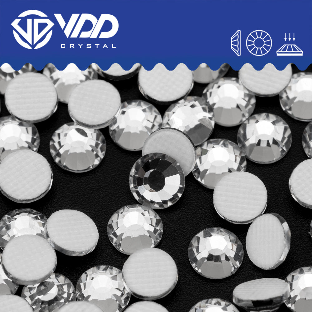 VDD 001 Crystal White Background Hot-Fix Rhinestones High Quality Glass Crystal Flatback Strass Stones Hotfix-001