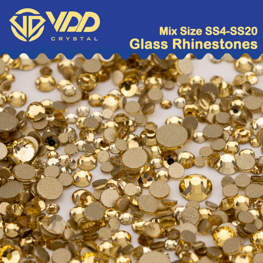 VDD 004 Jonquil Mix Size SS4-SS20 Clear Crystal Rhinestones Non-hotfix Gold Flatback Glitter Stones Nail Art Crafts DIY Decorations