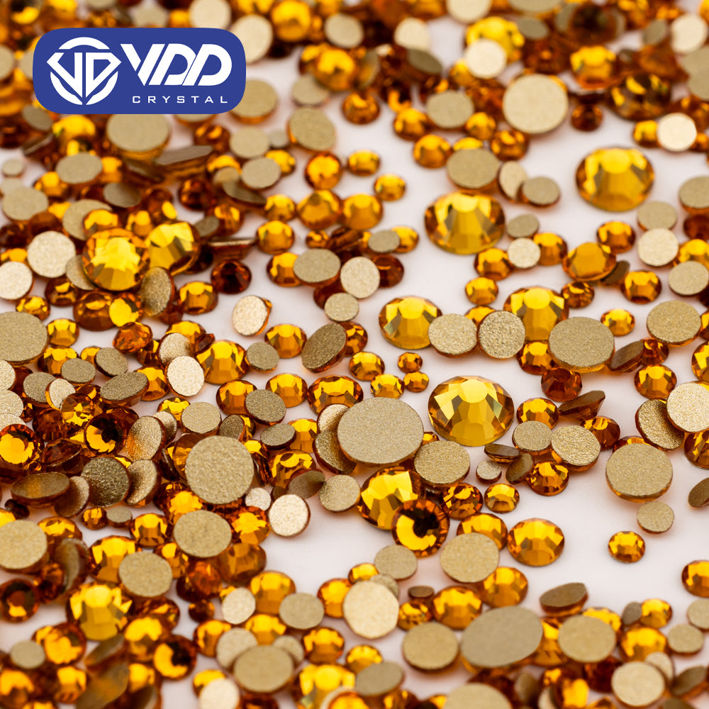 VDD 006 Topaz Mix Size SS4-SS20 Clear Crystal Rhinestones Non-hotfix Gold Flatback Glitter Stones Nail Art Crafts DIY Decorations