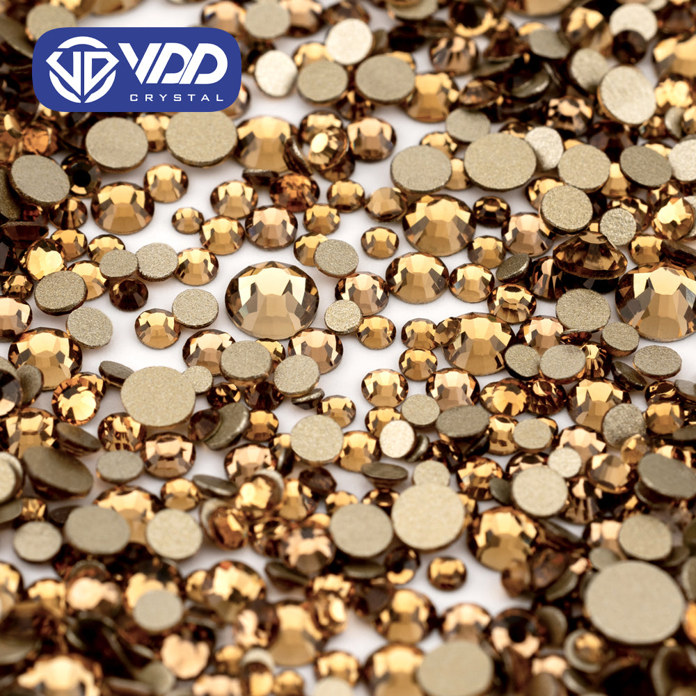 VDD 007 Lt.Colorado Topaz Mix Size SS4-SS20 Clear Crystal Rhinestones Non-hotfix Gold Flatback Glitter Stones Nail Art Crafts DIY Decorations