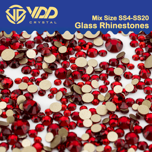 VDD 014 Garnet Mix Size SS4-SS20 Clear Crystal Rhinestones Non-hotfix Gold Flatback Glitter Stones Nail Art Crafts DIY Decorations