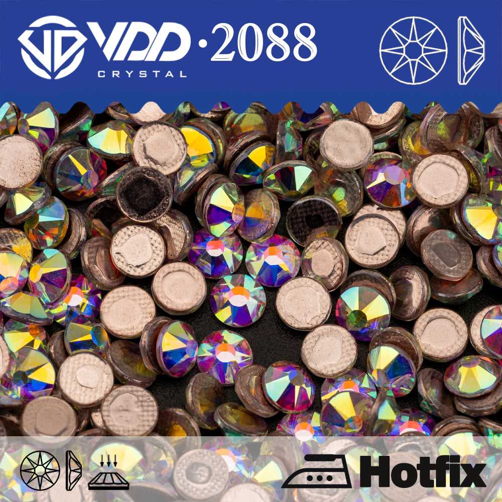 VDD 055 Crystal AB SS6-SS30 Top Quality AAAAA Hot-Fix 2088 Glass Rhinestones Crystal Flatback 8 Big 8 Small Glitter Stones DIY Clothes Garment