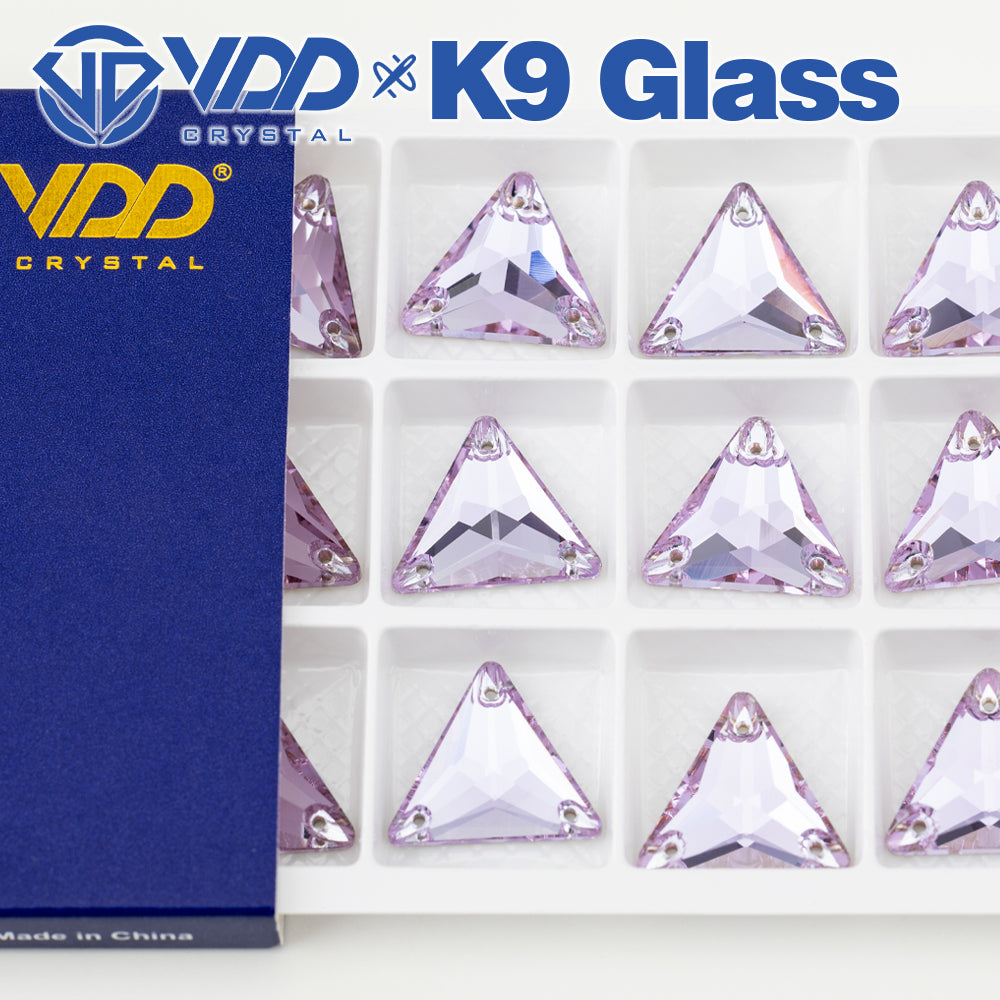 VDD S122 Violet Triangle Top Quality K9 Glass Sew on Rhinestones Crystal Flatback Sewing Stones for Clothes Decorations