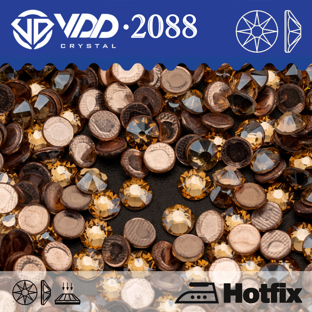 VDD 058 Golden Shadow SS6-SS30 Top Quality AAAAA Hot-Fix 2088 Glass Rhinestones Crystal Flatback 8 Big 8 Small Glitter Stones DIY Clothes Garment
