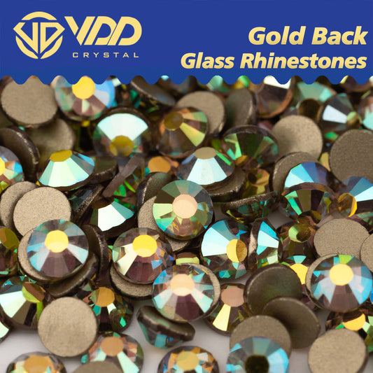 VDD 124 Summer High Quality Glass Rhinestones Crystal Gold Flatback Strass Stones For Nail Art Crafts DIY Decorations