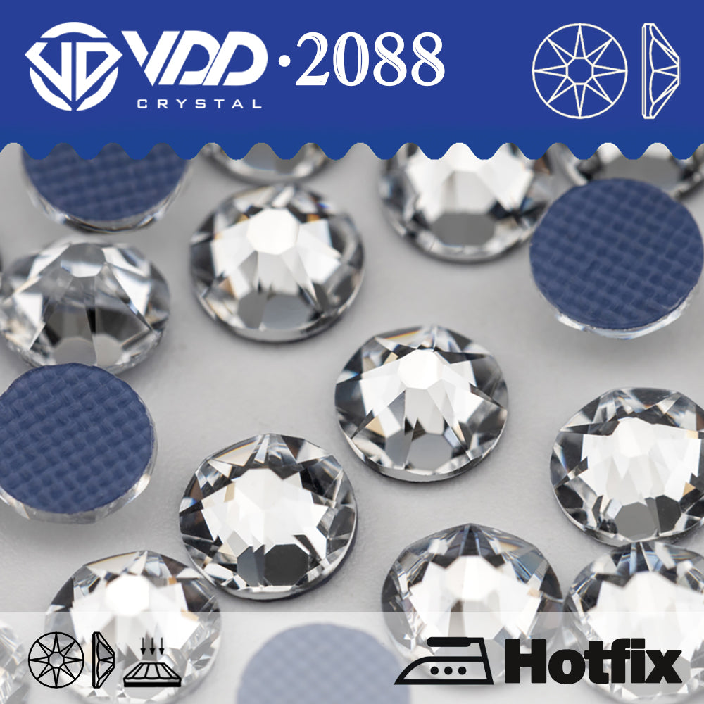 VDD 001 Crystal 2088 Hot-Fix Rhinestones High Quality AAAAA 8 Big 8 Small Glass Crystal Flatback Strass Stones HOT88-001