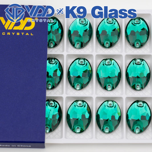 VDD S114 Green Zircon Oval Top Quality K9 Glass Sew on Rhinestones Crystal Flatback Sewing Stones for Clothes Decorations
