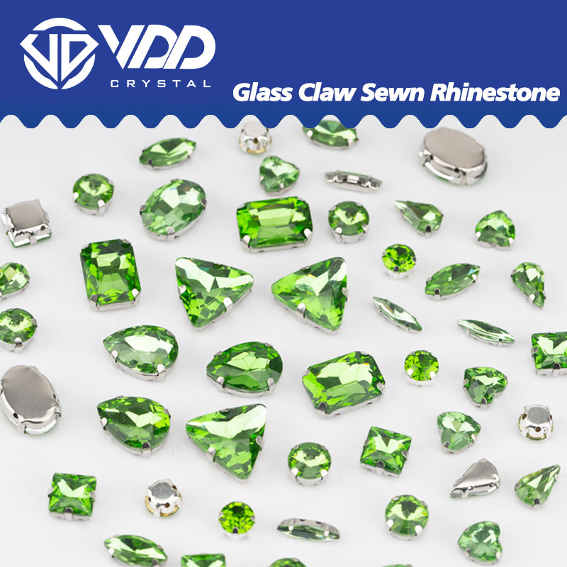 VDD Peridot Multi Shape Mix Size Glass Sew on Rhinestones Crystal Flatback Stones For DIY Shoes Accessories