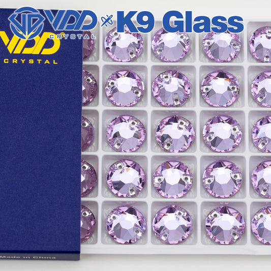 VDD S122 Violet 8 Big 8 Small Top Quality K9 Glass Sew on Rhinestones Crystal Flatback Sewing Stones for Clothes Decorations