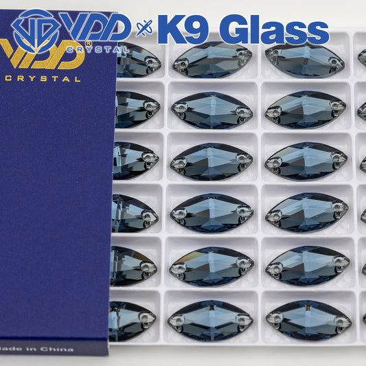 VDD S119 Montana Navette Top Quality K9 Glass Sew on Rhinestones Crystal Flatback Sewing Strass Stones for Garment Decorations