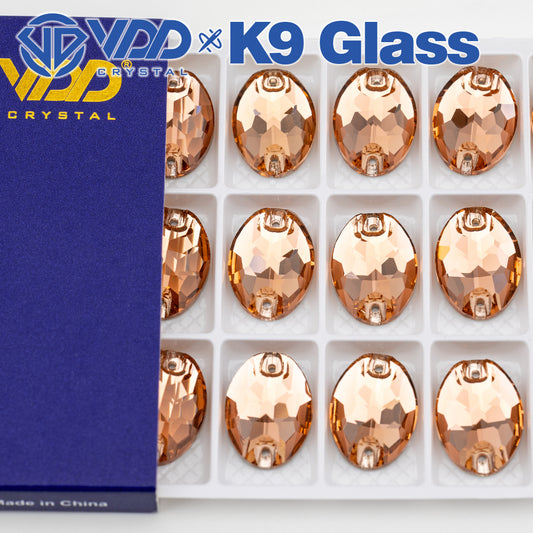 VDD S108 Peach Fuzz Oval Top Quality K9 Glass Sew on Rhinestones Crystal Flatback Sewing Stones for Clothes Decorations