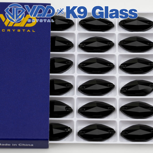 VDD S102 Jet  Navette Top Quality K9 Glass Sew on Rhinestones Crystal Flatback Sewing Strass Stones for Garment Decorations
