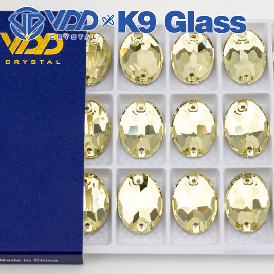 VDD S104 Jonquil Oval Top Quality K9 Glass Sew on Rhinestones Crystal Flatback Sewing Stones for Clothes Decorations