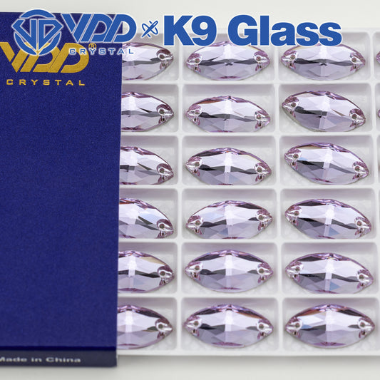 VDD S122 Violet Navette Top Quality K9 Glass Sew on Rhinestones Crystal Flatback Sewing Strass Stones for Garment Decorations