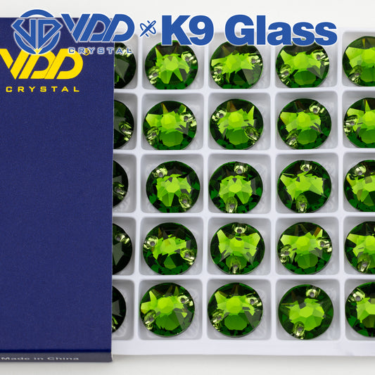 VDD S113 Fern Green 8 Big 8 Small Top Quality K9 Glass Sew on Rhinestones Crystal Flatback Sewing Stones for Clothes Decorations