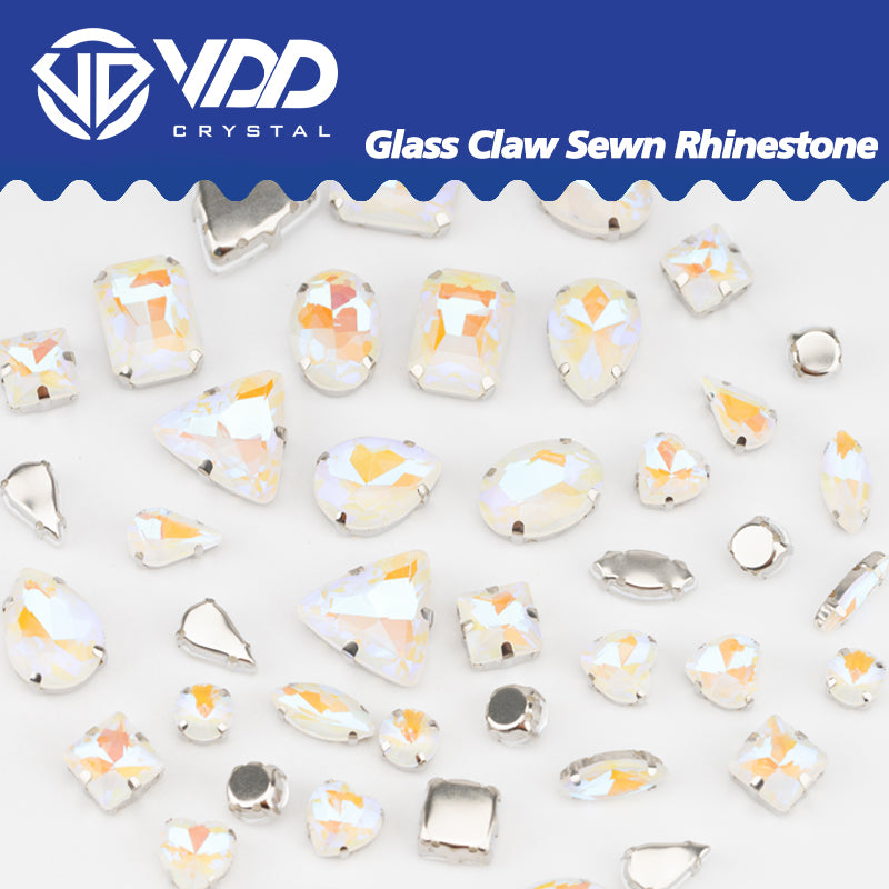 VDD  Mocha White Multi Shape Mix Size Glass Sew on Rhinestones Crystal Flatback Stones For DIY Shoes Accessories