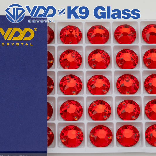 VDD S109 Siam 8 Big 8 Small Top Quality K9 Glass Sew on Rhinestones Crystal Flatback Sewing Stones for Clothes Decorations