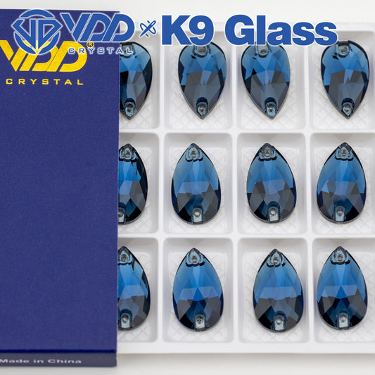 VDD S119 Montana Pear Top Quality K9 Glass Sew on Rhinestones Crystal Flatback Sewing Strass Stones for DIY Garment Decorations