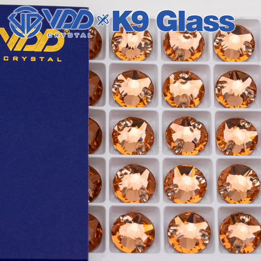 VDD S108 Peach Fuzz 8 Big 8 Small Top Quality K9 Glass Sew on Rhinestones Crystal Flatback Sewing Stones for Clothes Decorations