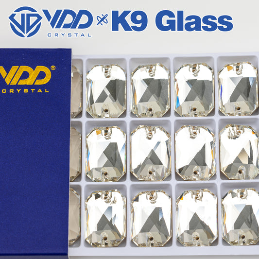 VDD S101 Crystal Emerald Cut Top Quality K9 Glass Sew on Rhinestones Crystal Flatback Sewing Stones for Clothes Decorations